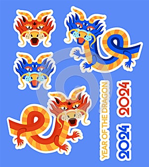 Happy chinese new year stickers. Traditional Asian lunar calendar