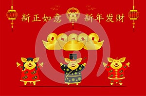 Happy chinese new year. XinZheng Ruyi XinNian Facai characters for CNY festival wished you all the best pig zodiac.male and female