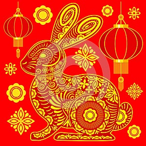 Happy Chinese New Year 2023 Year of the Rabbit Vector illustration photo