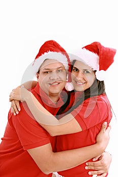 Happy christmas couple isolated