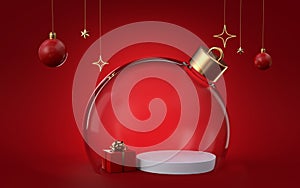 Happy Christmas gift post with red color background