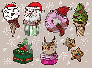 Happy Christmas  hand drawing festive christmas clipart elements collection