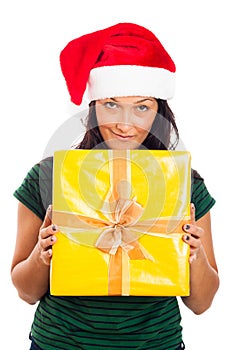 Happy Christmas woman with gift