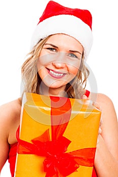 Happy Christmas woman with present