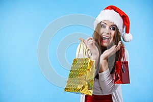 Happy Christmas woman receiving gifts