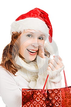 Happy christmas woman in santa hat
