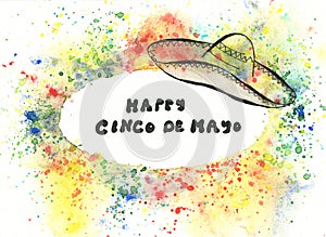 Cinco de Mayo illustration with sombrero and hand lettering photo