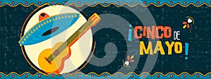 Happy cinco de mayo mexican mariachi web banner