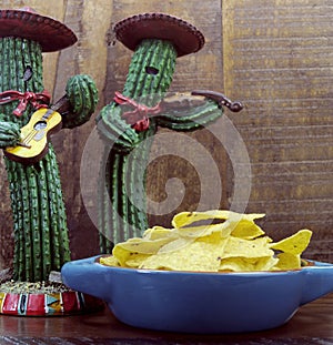 Happy Cinco de Mayo, 5th May, party celebration with fun Mexican cactus and corn chips