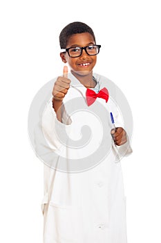 Happy clever scientist child