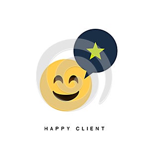 Happy client customer business icon. Feedback client positive sign smile symbol