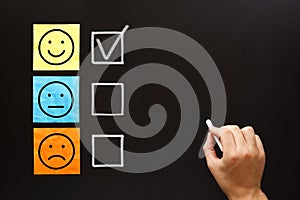 Happy Client Filling Out Feedback Survey