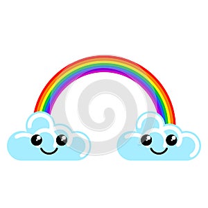 Happy clouds with rainbow weather icon