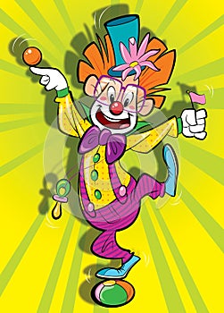 Happy clown on a clolorfoul background