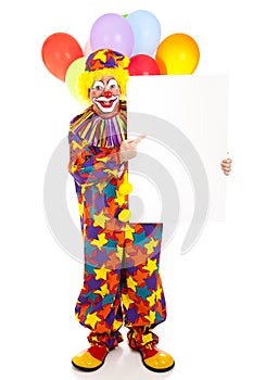 Happy Clown Points to Sign