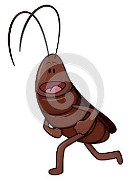 Happy Cockroach Running Cartoon Color Illustration