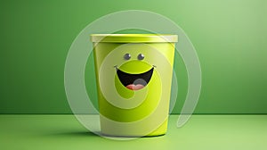 Happy coffee cup on green background, ideal for cafes and coffee shops during blue monday concept.