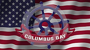 Happy Columbus Day animation with United States Flag