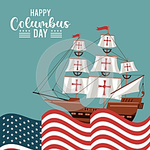 Feliz fiesta barco a Estados Unidos de América bandera 