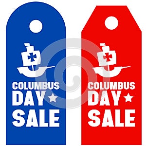 Happy Columbus Day promotion sale red blue