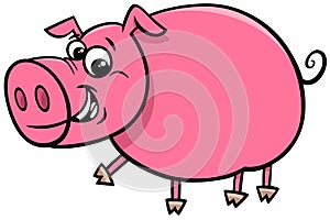 Happy comic pig character cartoon illustration