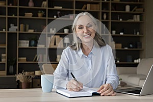 Happy confident mature business woman head shot portrait