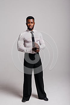 Happy confident young african american business male smiling with confidence, executive stylish company leader. Portrait