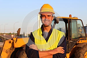Happy construction worker close up