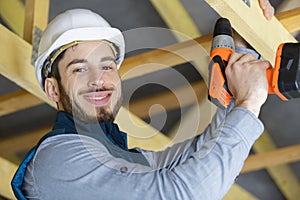 happy construction worker on duty