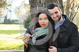 Happy Couple in Autumn Park