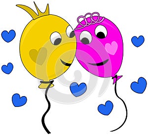 Happy couple of balloons in love