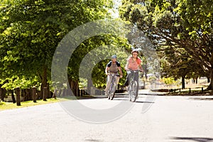 Happy couple on a bike ride