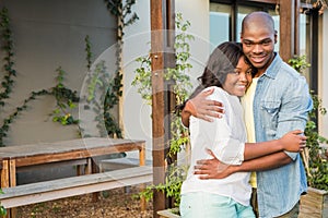 Happy couple after buying new house