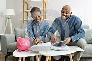 Happy Couple Doing Retire Finances Plan