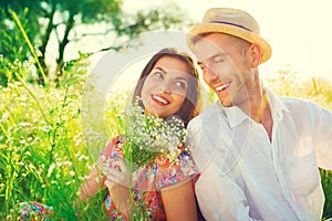 Happy couple enjoying nature outdoors