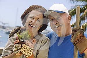 Happy Couple Gardening Together