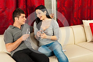 Happy couple having conversation