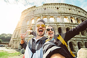 Happy couple at holiday in Rome