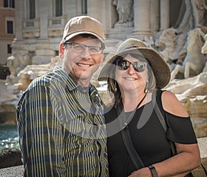 Happy couple on holiday in Rome