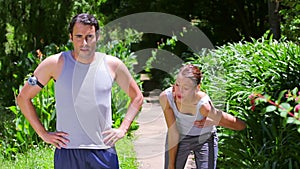 Happy couple jogging together