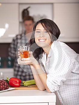 Happy couple in the kitchen