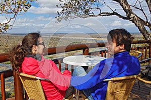 Happy couple looking at beautiful view