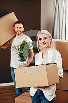 Happy Couple Moving In New Home