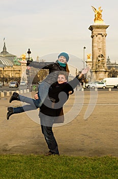 Happy couple in Paris