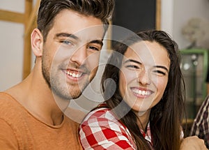 Happy couple at the restaurant