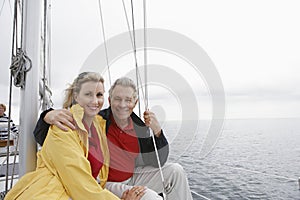 Happy Couple On Sailboat