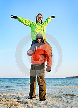 Happy couple in sports wear