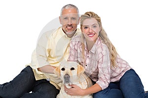 Happy couple with their pet dog
