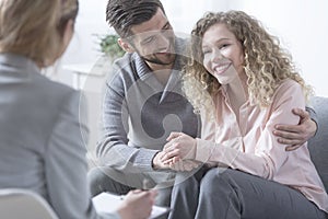 Happy couple during therapy