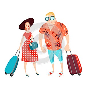 Happy couple travel together. Summer vacation.